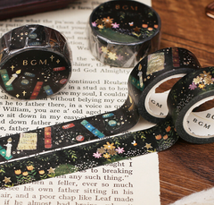 Cute Kawaii BGM Washi / Masking Deco Tape - Tulip Flower Bloom Dreamy Night - for Scrapbooking Journal Planner Craft