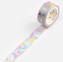 Cute Kawaii BGM Washi / Masking Deco Tape - Butterfly Butterflies Rainbow Dream Love - for Scrapbooking Journal Planner Craft