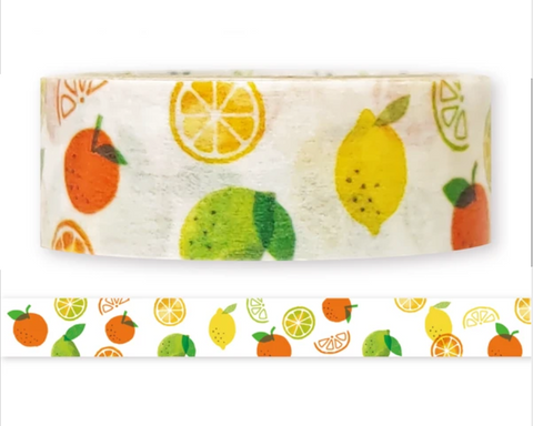 Cute Kawaii Shinzi Katoh Washi / Masking Deco Tape - Fresh Citrus Lemon Orange Lime ♥ Fruit Healthy Harvest - for Scrapbooking Journal Planner Craft