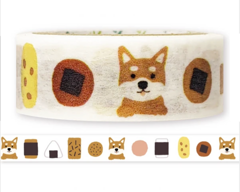 Cute Kawaii Shinzi Katoh Washi / Masking Deco Tape - Dog Puppy Pet Friend ♥ Treat Biscuit Cookie Food - for Scrapbooking Journal Planner Craft