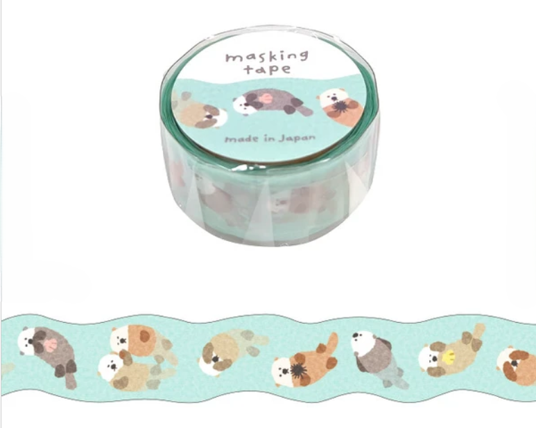 Cute Kawaii Mind Wave Washi / Masking Deco Tape - Otter Beaver Sea Lion Animal zoo - for Diary Journal Planner Craft Schedule Scrapbook Penpal Gift