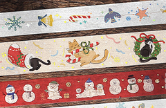 Cute Kawaii BGM Christmas Holiday Washi / Masking Deco Tape - Cat Kitten Kitty Feline Stockings Gift - for Scrapbooking Journal Planner Craft