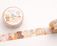 Cute Kawaii NS Mattari Animals Washi / Masking Deco Tape - Cat Kitten Bear - for Diary Journal Notebook Planner Craft Scrapbook Gift