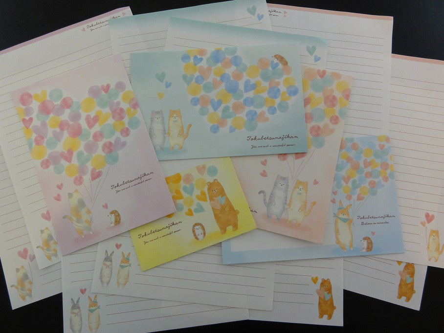 Cute Kawaii Crux Tokubetsunajikan Balloon Heart Cat Bear Letter Sets