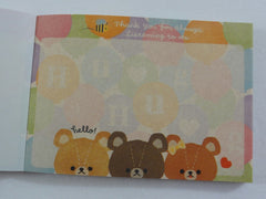 Cute Kawaii Q-Lia Hug Bears Mini Notepad / Memo Pad - Stationery Design Writing Collection