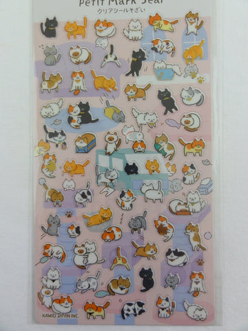Cute Kawaii Kamio Cat Kitten Sticker Sheet - with Gold Accents - for Journal Planner Craft Agenda Organizer Scrapbook