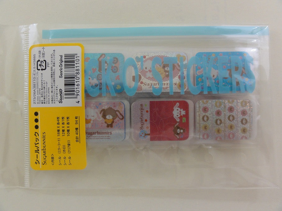 Cute Kawaii Sanrio Sugar Bunnies Pack-O-Stickers Flake Sticker Sack - Vintage Collectible