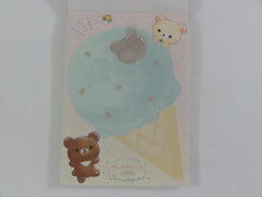 Cute Kawaii San-X Rilakkuma Bear Chairoikoguma Ice Cream 4 x 6 Inch Notepad / Memo Pad - Stationery Designer Paper Collection