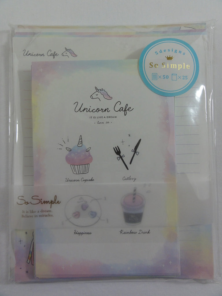 Cute Kawaii Crux Unicorn Cafe Letter Set Pack - Stationery Writing Paper Penpal Collectible