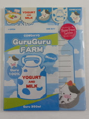 Cute Kawaii Yogurt and Milk Cow Day Farm Letter Set Pack with Stickers - Stationery Writing Paper Envelope