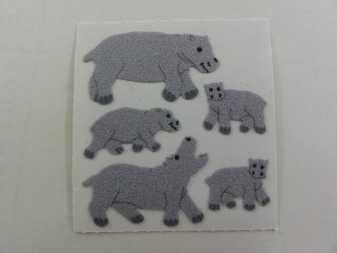 Sandylion Hippo Fuzzy Sticker Sheet / Module - Vintage & Collectible