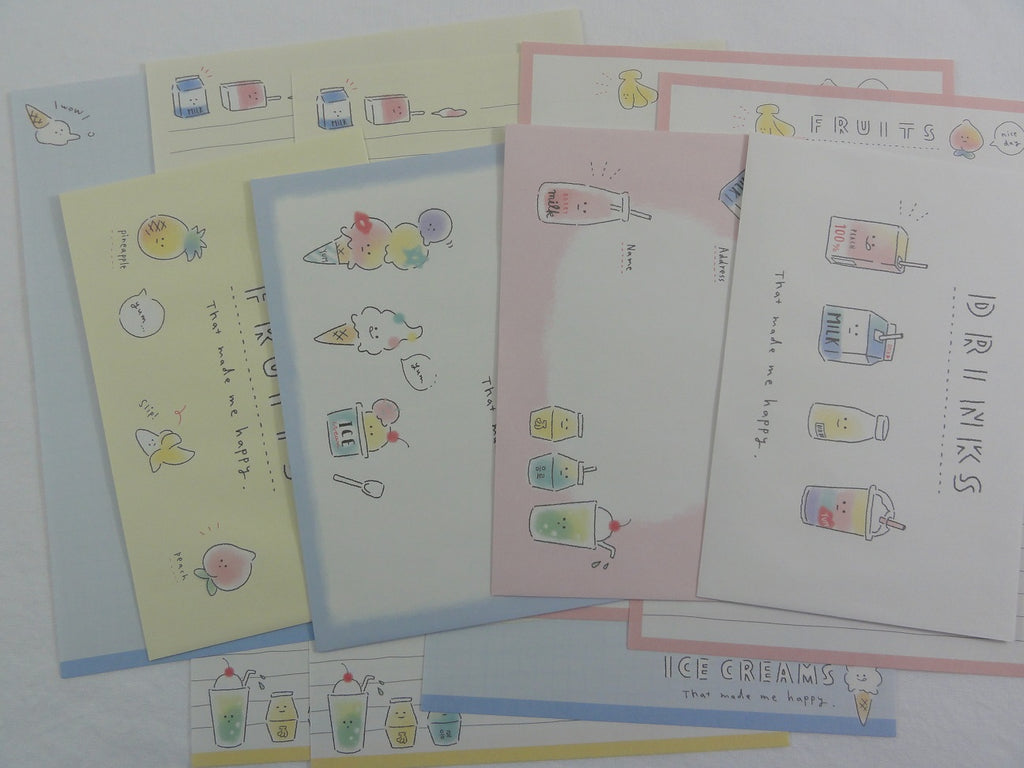 Cute Kawaii Kamio Drinks Fruits Ice Creams Letter Sets - Stationery Writing Paper Envelope Penpal