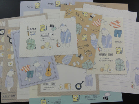 Kawaii Cute Q-Lia Merrily Time Bear Pajama Letter Sets