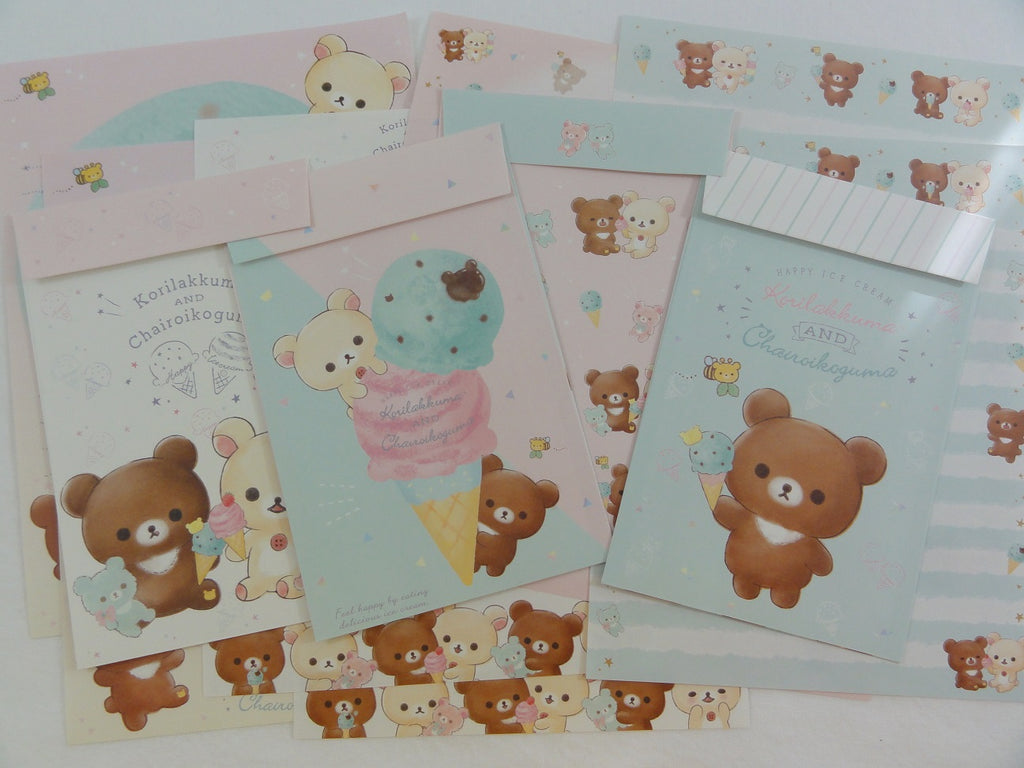 Cute Kawaii San-X Rilakkuma Letter Sets - 2019 Ice Cream - Stationery Writing Paper Envelope