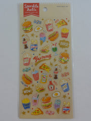 Cute Kawaii Mind Wave Yummy Pizza Hotdog Ice Cream Chips Food theme Sticker Sheet - for Journal Planner Craft Organizer