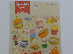 Cute Kawaii Mind Wave Yummy Pizza Hotdog Ice Cream Chips Food theme Sticker Sheet - for Journal Planner Craft Organizer
