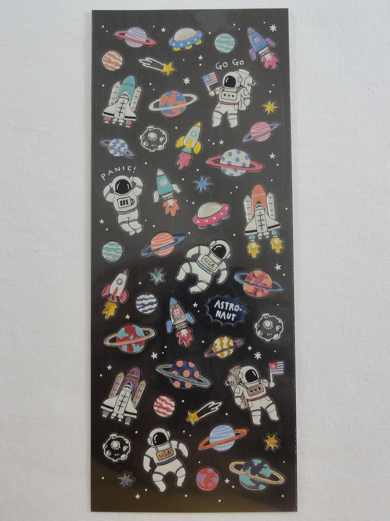 Cute Kawaii Mind Wave Space Planet Astronaut Stars Comet Universe Sticker Sheet - for Journal Planner Craft Scrapbook Organizer Calendar Notebook