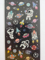 Cute Kawaii Mind Wave Space Planet Astronaut Stars Comet Universe Sticker Sheet - for Journal Planner Craft Scrapbook Organizer Calendar Notebook