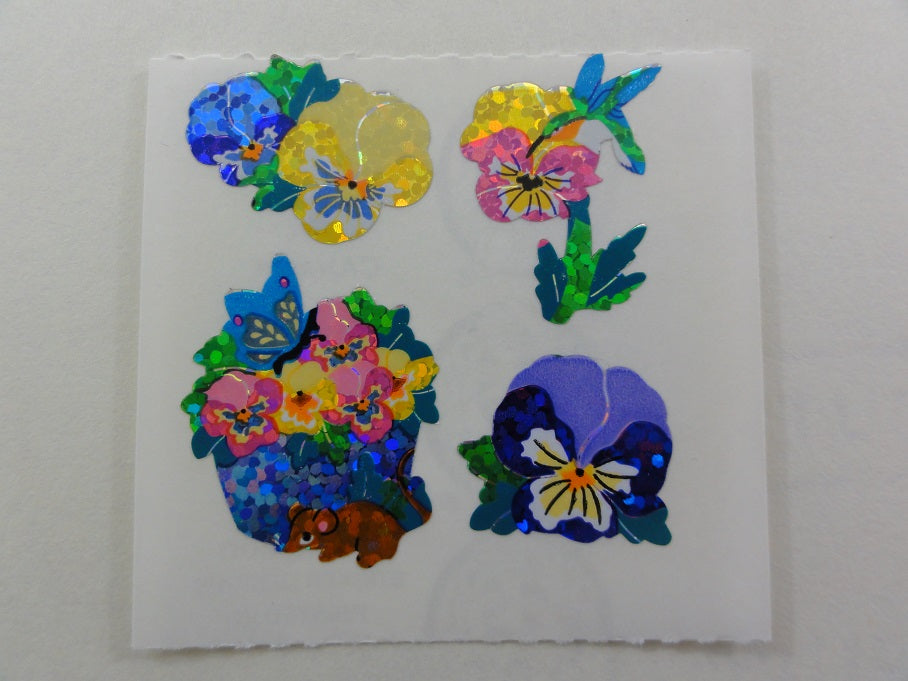 Sandylion Flowers Glitter Sticker Sheet / Module - Vintage & Collectible