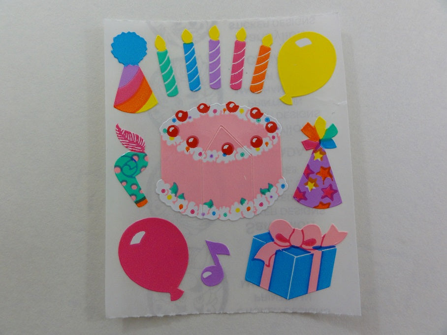Sandylion Birthday Cake Balloon Presents Sticker Sheet / Module - Vintage & Collectible
