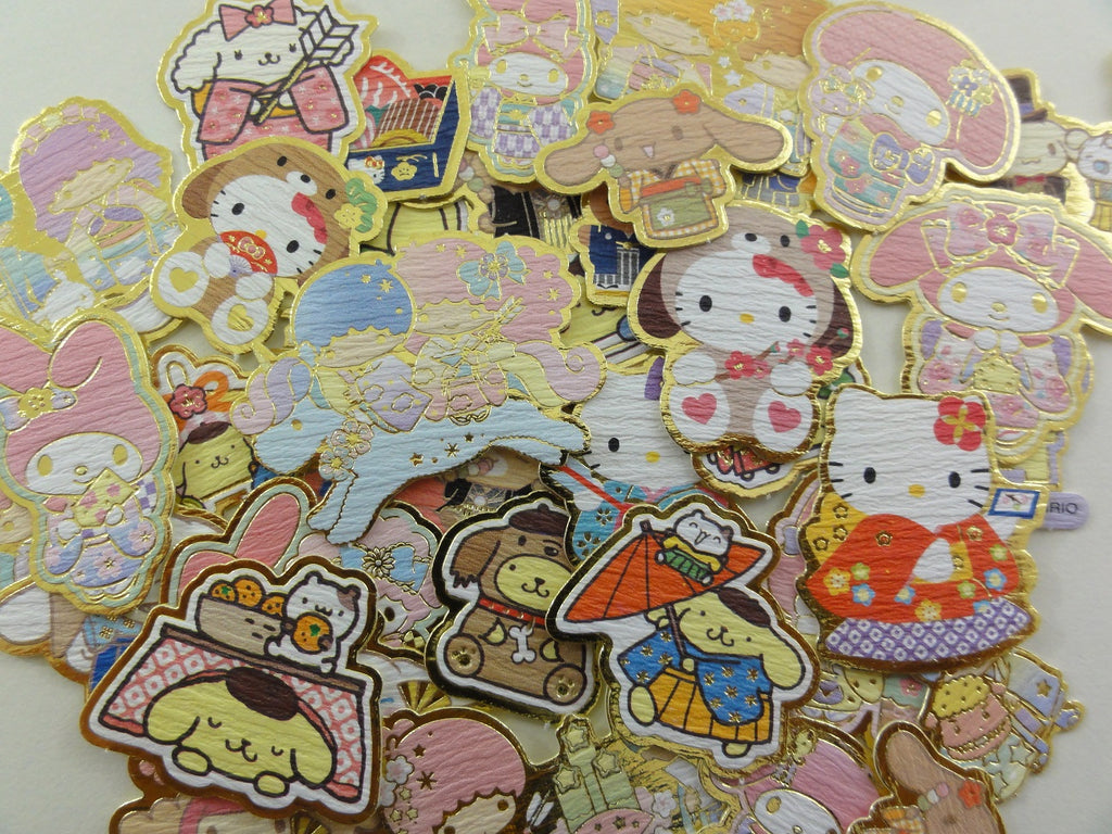 z Cute Kawaii Sanrio Characters Hello Kitty My Melody Purin Little Twin Stars Cinnamoroll Flake Sack Stickers - 50 pcs - B