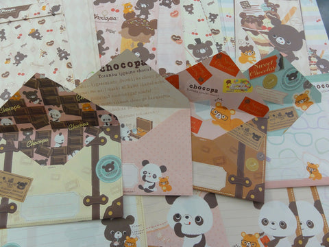 z Kawaii Cute San-X Chocopa Panda Letter Writing Paper + Envelope Theme Stationery Set - A