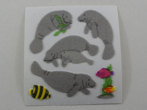 Sandylion Manatee Fuzzy Sticker Sheet / Module - Vintage & Collectible