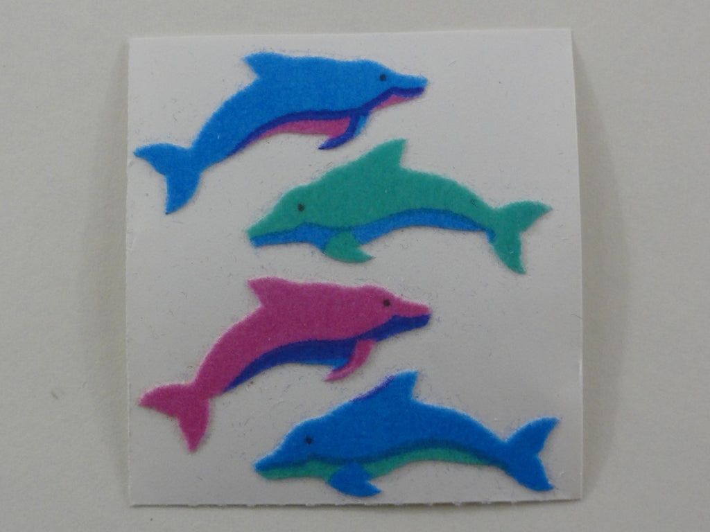 Sandylion Dolphin Fuzzy Sticker Sheet / Module - Vintage & Collectible