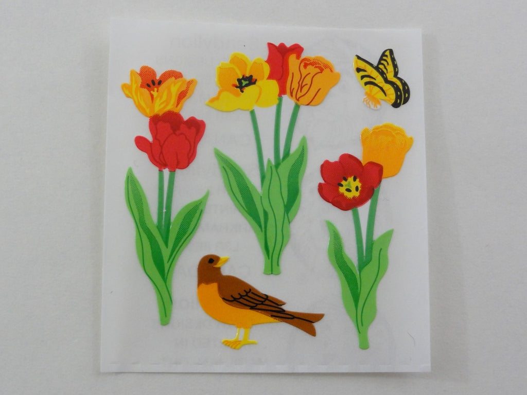 Sandylion Tulip Flower Bird and Butterfly Sticker Sheet / Module - Vintage & Collectible