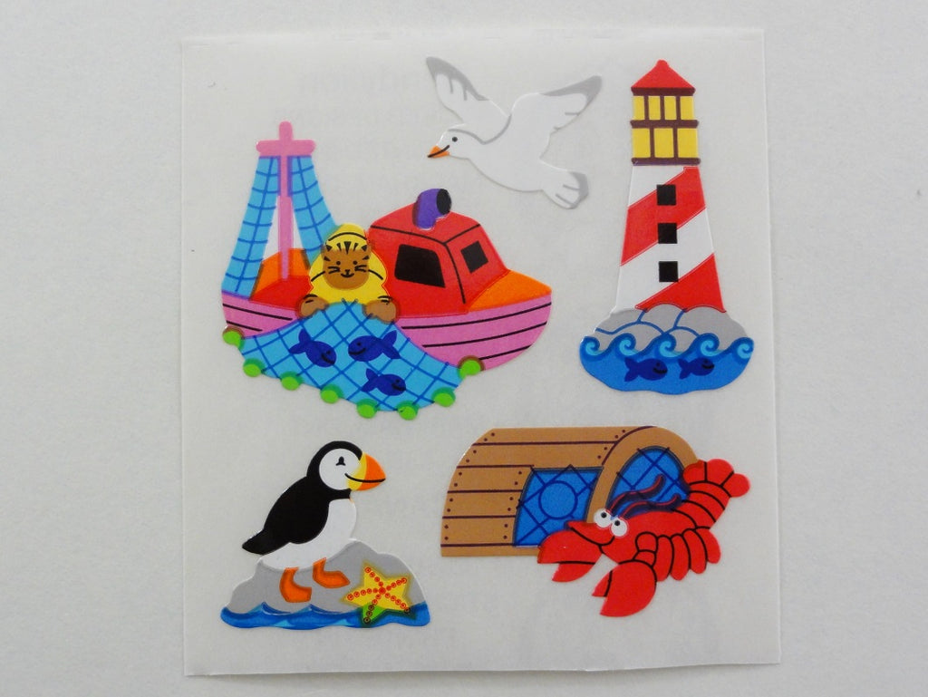 Sandylion Ocean Light House Fish Crab Sticker Sheet / Module - Vintage & Collectible