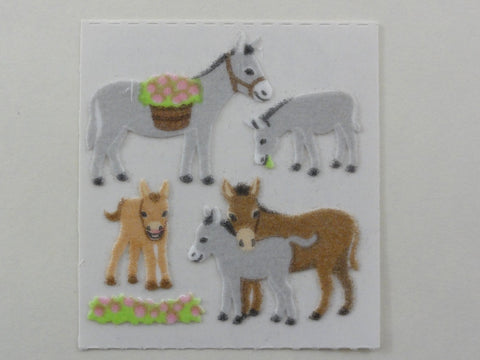 Sandylion Donkey Fuzzy Sticker Sheet / Module - Vintage & Collectible