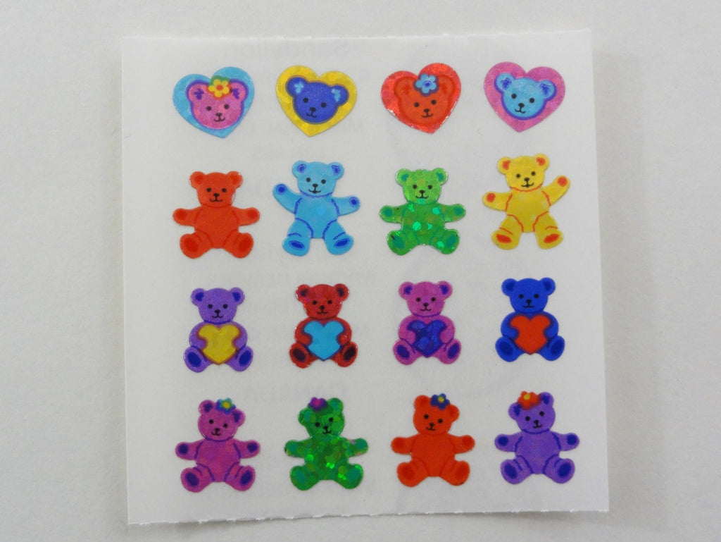 Sandylion Bear and Heart Glitter Sticker Sheet / Module - Vintage & Collectible