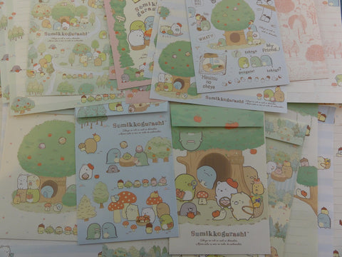 Kawaii Cute San-X Sumikko Gurashi Apple Green Tree Garden Letter Writing Paper + Envelope Theme Stationery Set