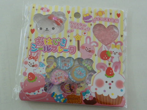 z Cute Kawaii Crux Rabbit Cupcake Button Flake Sticker Sack - for Decorate Journal Planner Craft