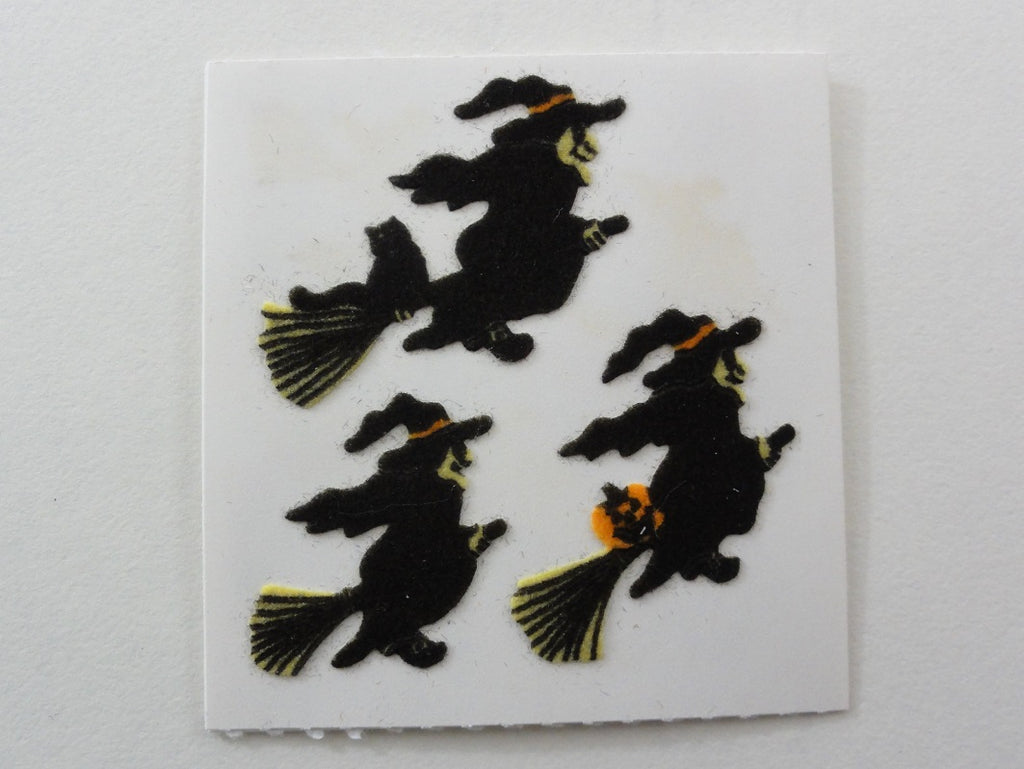Sandylion Witch and Broom Fuzzy Sticker Sheet / Module - Vintage & Collectible - Scrapbooking