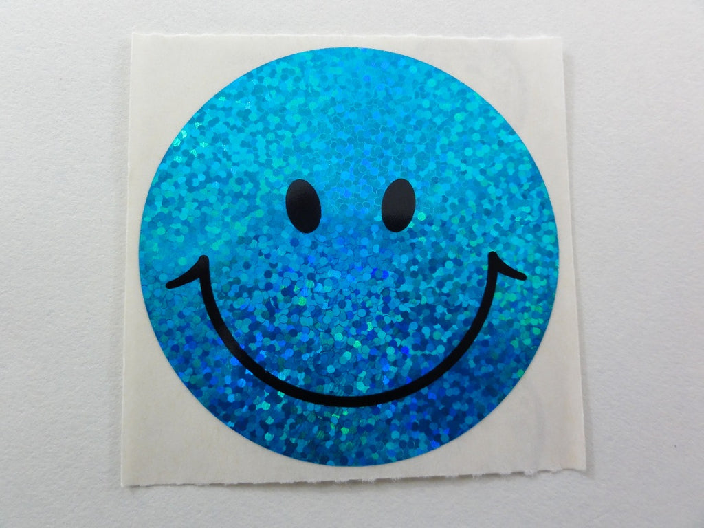 Sandylion Smiley Face Glitter Blue Sticker Sheet / Module - Vintage & Collectible - Scrapbooking