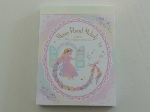 Cute Kawaii Q-lia Shiny Floral Melody Princess Fairy Tale Mini Notepad / Memo Pad - Stationery Design Writing Collection