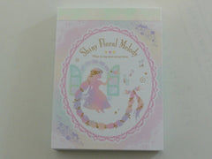 Cute Kawaii Q-lia Shiny Floral Melody Princess Fairy Tale Mini Notepad / Memo Pad - Stationery Design Writing Collection