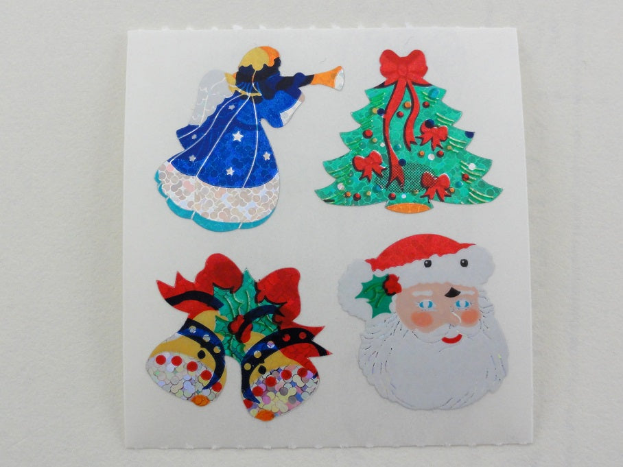 Sandylion Christmas Santa Glitter Sticker Sheet / Module - Vintage & Collectible - printing imperfection