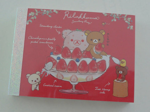 Kawaii Cute San-X Rilakkuma Bear Strawberry Mini Notepad / Memo Pad - A - Note Writing Stationery Designer Collectible