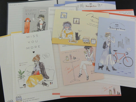 Kawaii Cute Kamio Travel Miss You More Letter Sets - Stationery Writing Paper Envelope Penpal