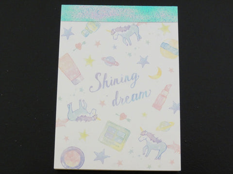 Kawaii Cute Kamio Shining Dream Unicorn Stars Universe Mini Notepad / Memo Pad - Stationery Design Writing Collection