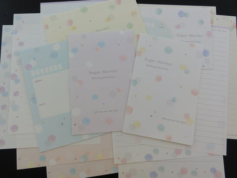 Cute Kawaii Kamio Sugar Sherbet Pastel Color Dots Letter Sets - Stationery Writing Paper Envelope Penpal