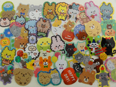 Cute Kawaii Variety Pet and Zoo Animals theme Flake Stickers - 40 pcs