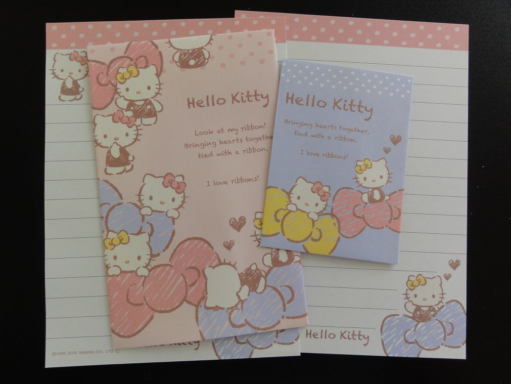 Cute Kawaii Sanrio Hello Kitty Love Ribbons Mini Letter Sets - Stationery small Note Envelope