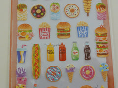Cute Kawaii Mindwave Foodies Sticker Sheet - A - Popcorn Burger Ice Cream Hotdog Pizza - for Journal Planner Craft