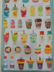 Cute Kawaii Mindwave Foodies Sticker Sheet - B - Drinks Coffee Fruit Juice Milk Frappuccino  - for Journal Planner Craft