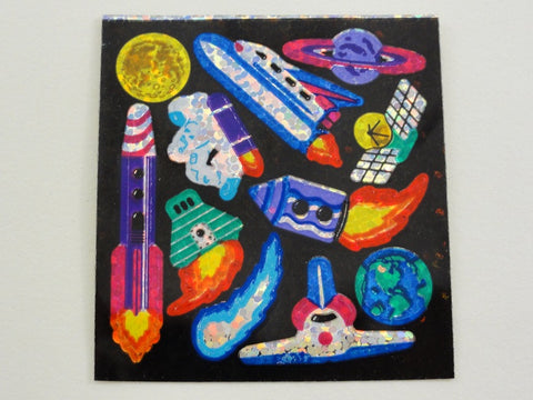 Sandylion Space Rocket Astronaut Universe Glitter Sticker Sheet / Module - Vintage & Collectible