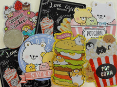 Cute Kawaii Food theme Burger Popcorn Coffee Drink Sweet Bakery Flake Stickers - 40 pcs + Bonus 1 large
