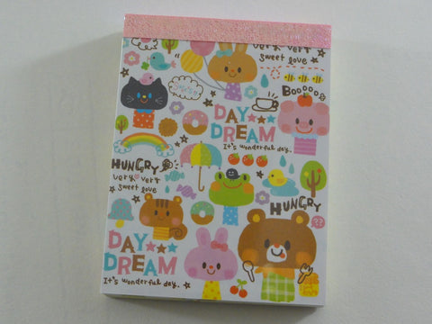 z Cute Kawaii Q-Lia Day Dream Bear Rabbit Cat Mini Notepad / Memo Pad - Vintage Rare Collectible - Stationery Design Writing